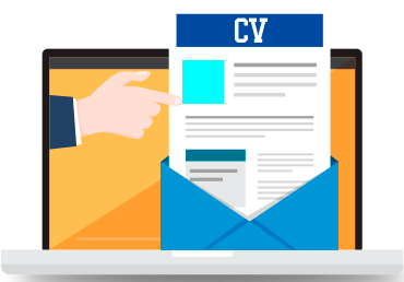 Ilustración de una laptop con un CV